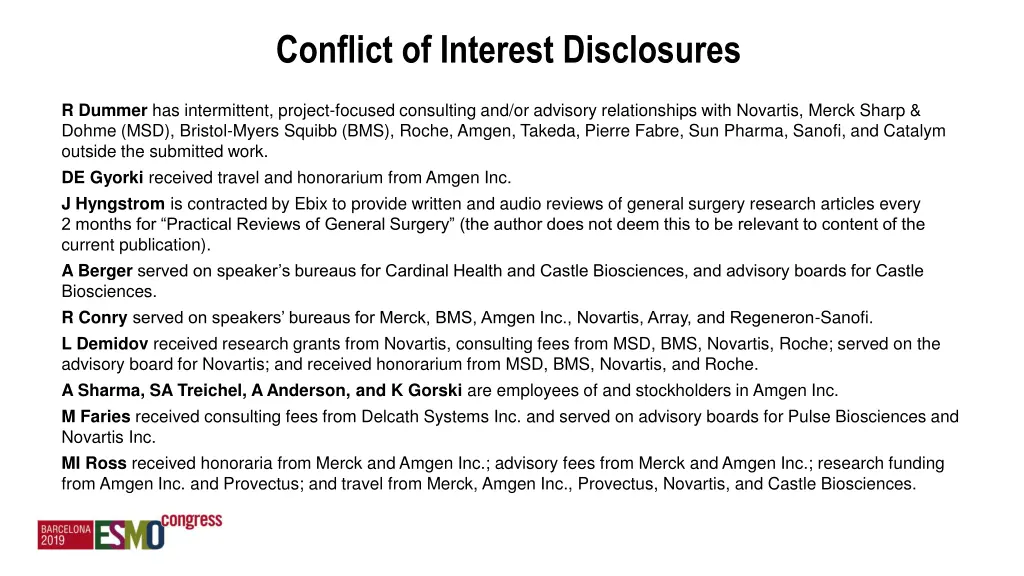 conflict of interest disclosures