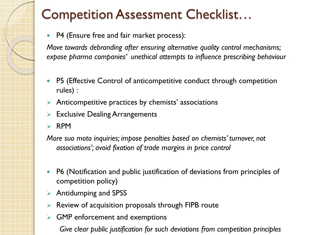 competition assessment checklist