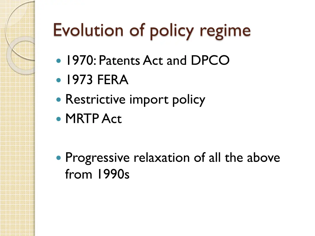evolution of policy regime
