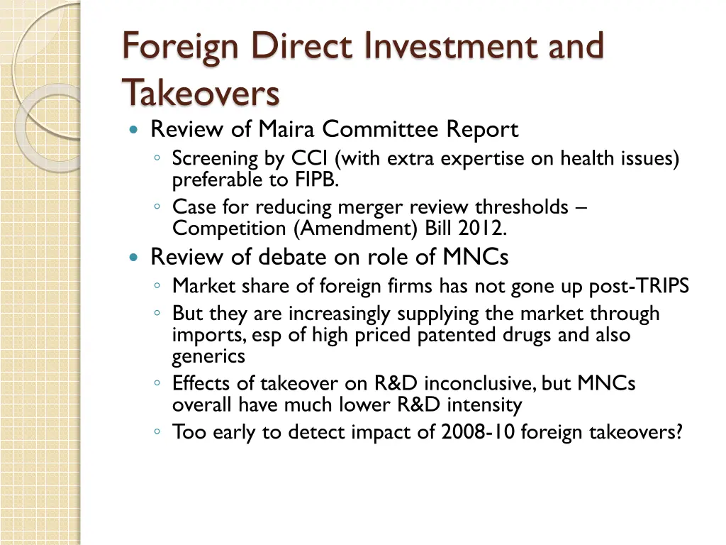 foreign direct investment and takeovers review