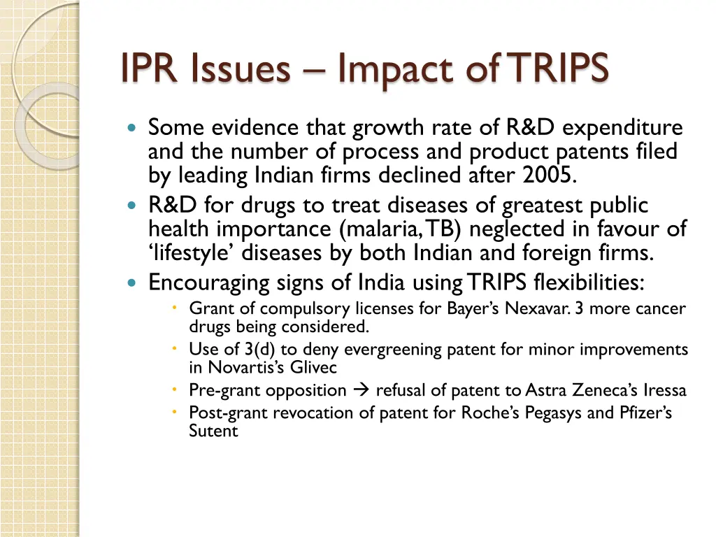 ipr issues impact of trips