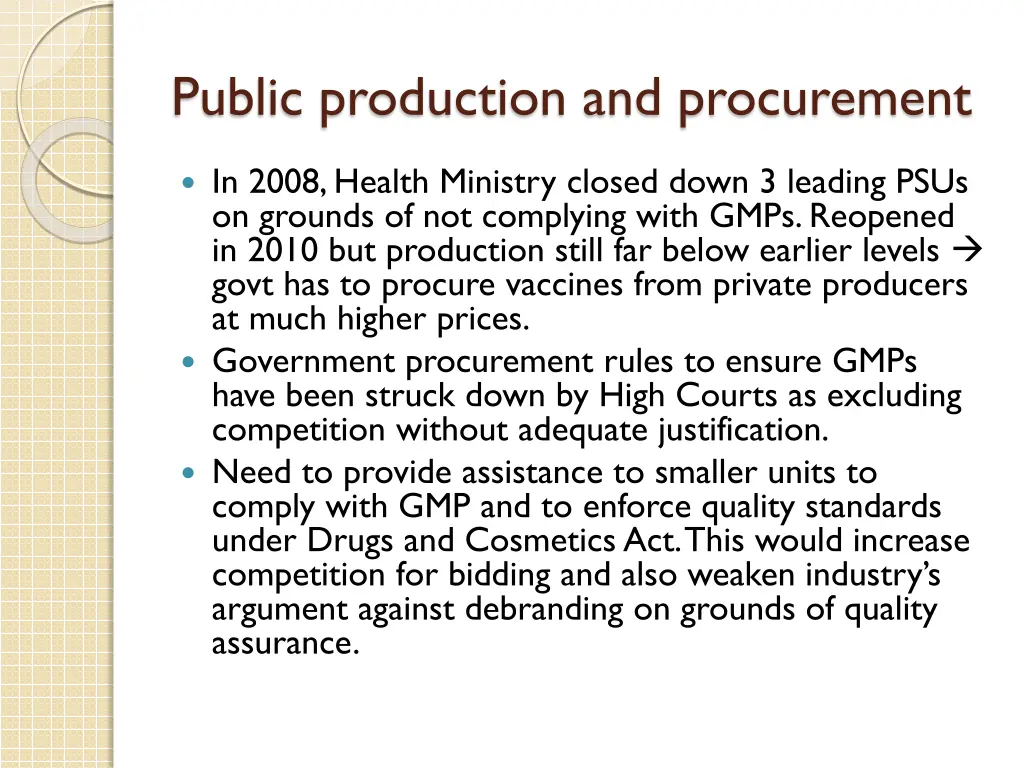 public production and procurement
