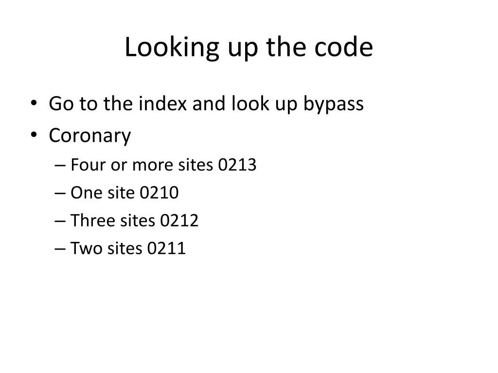looking up the code