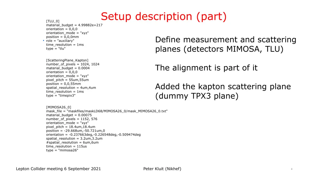 setup description part material budget 4 99882e
