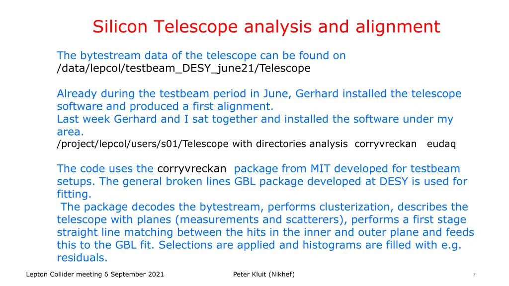 silicon telescope analysis and alignment