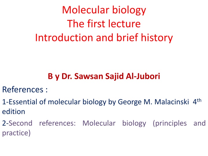 molecular biology the first lecture introduction