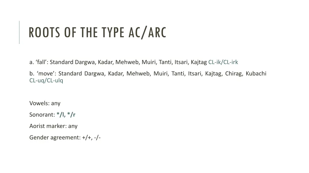 roots of the type ac arc 1