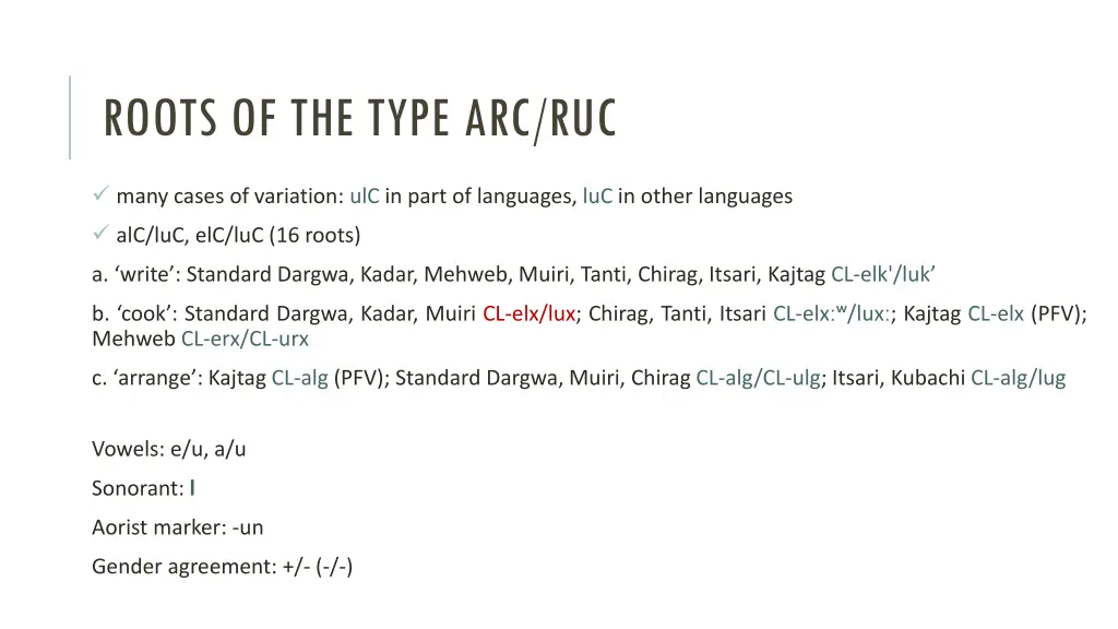 roots of the type arc ruc