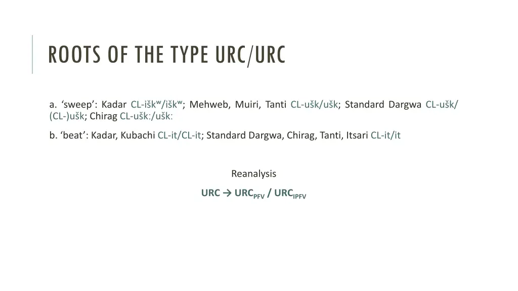 roots of the type urc urc
