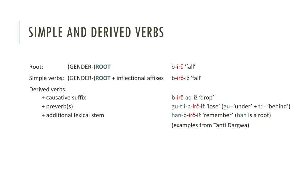 simple and derived verbs