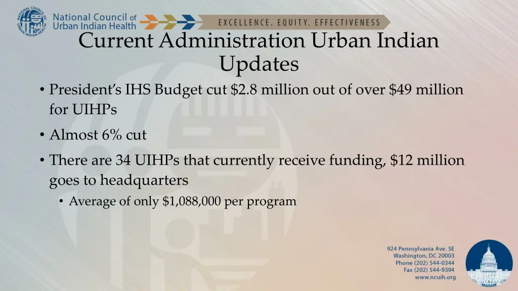 current administration urban indian updates