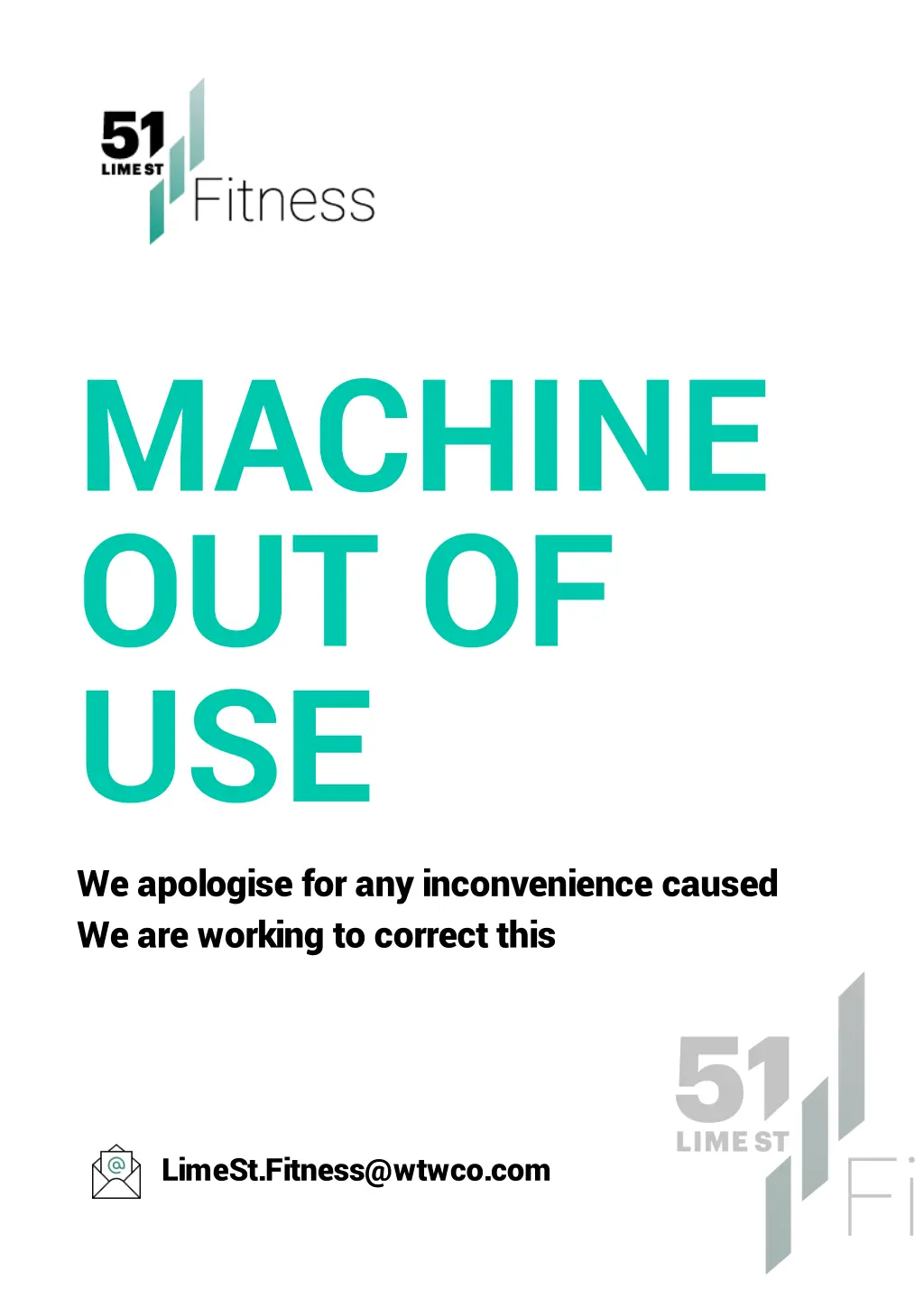 machine out of use