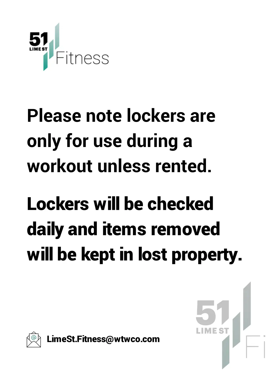 please note lockers are only for use during