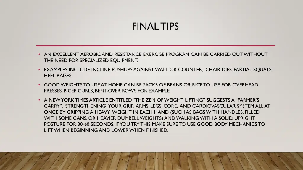 final tips