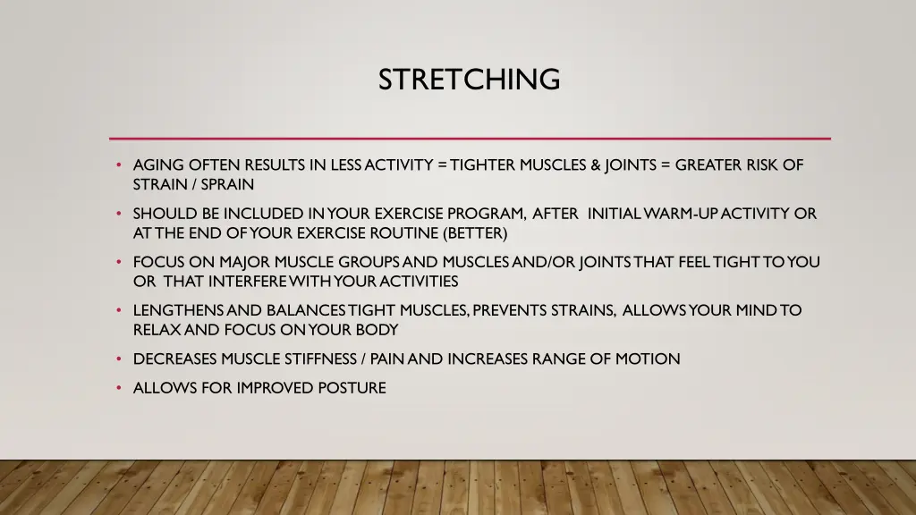 stretching