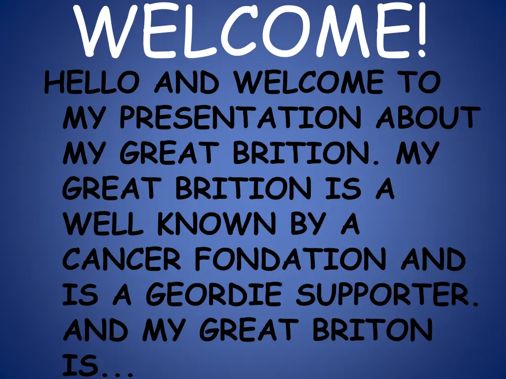 welcome hello and welcome to my presentation