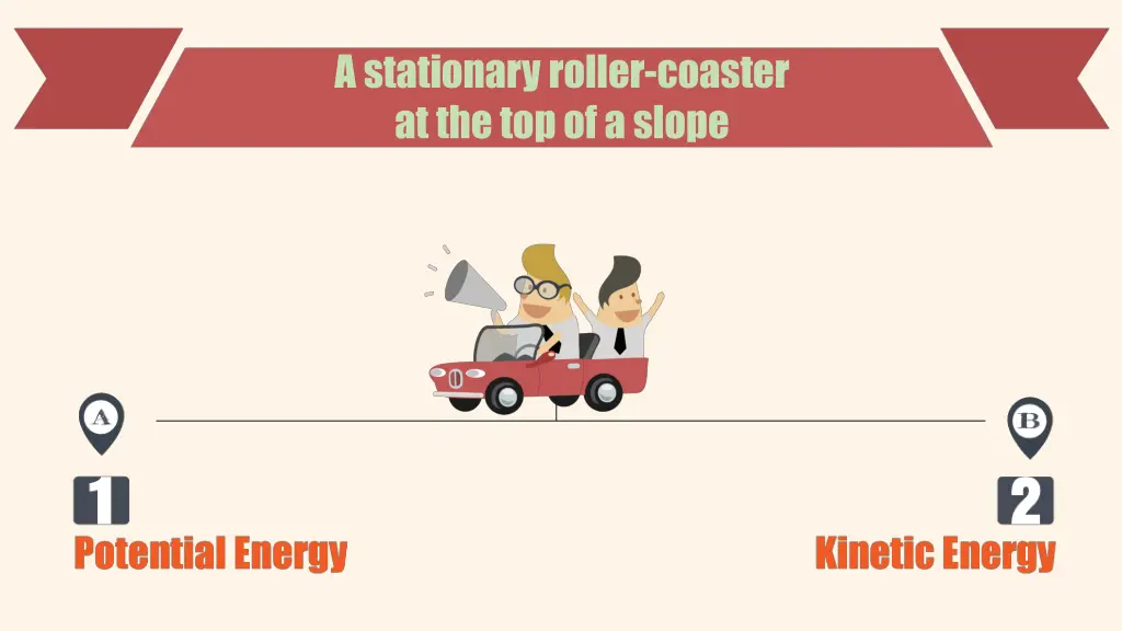 a stationary roller coaster at the top of a slope