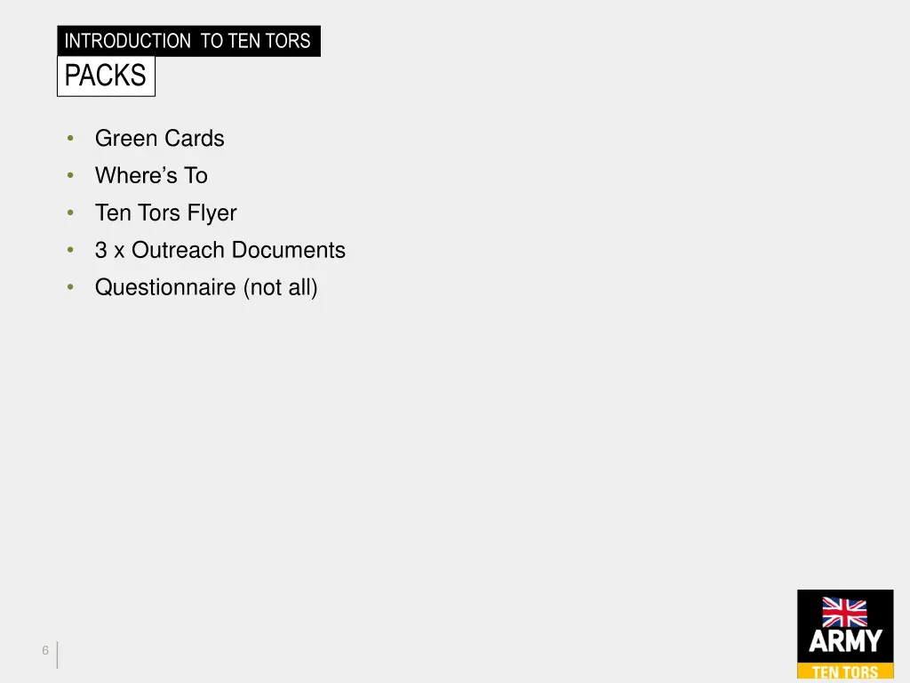 introduction to ten tors packs