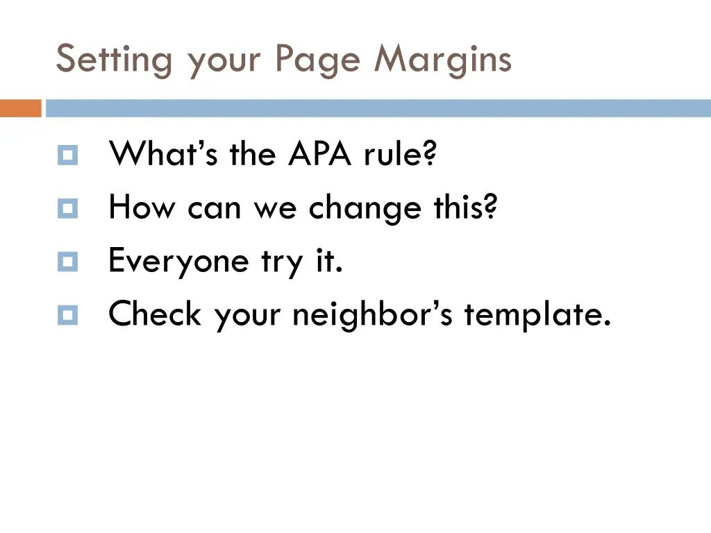 setting your page margins