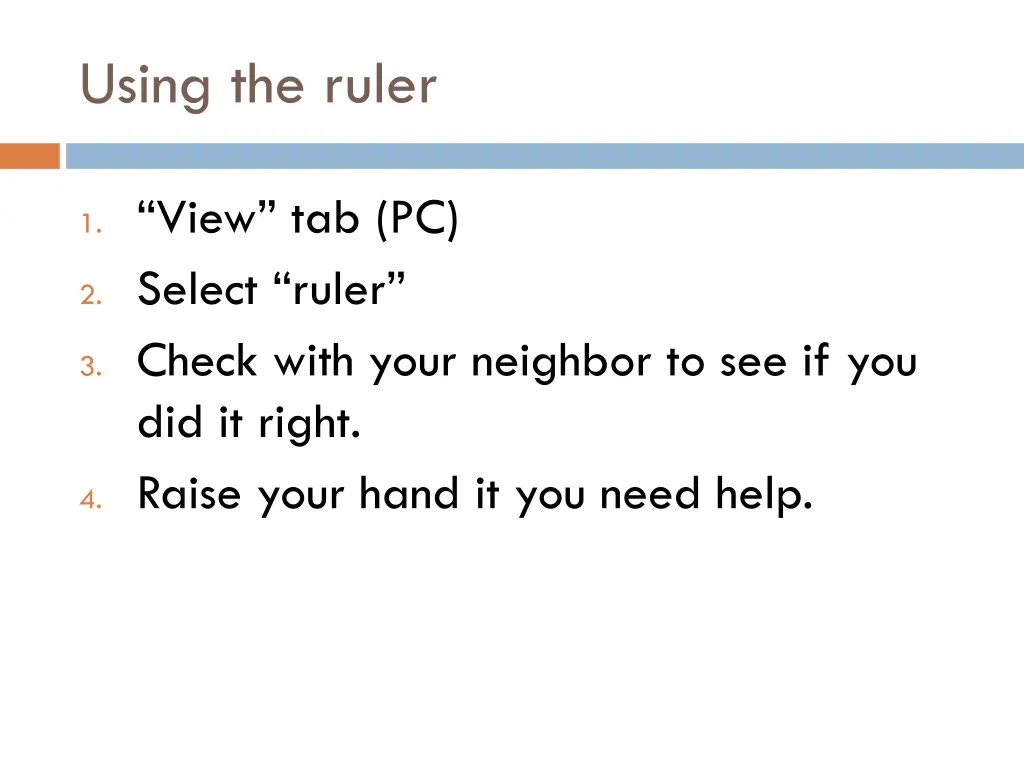 using the ruler
