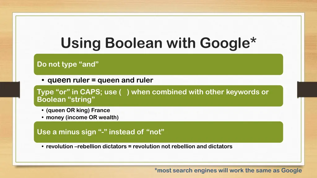 using boolean with google