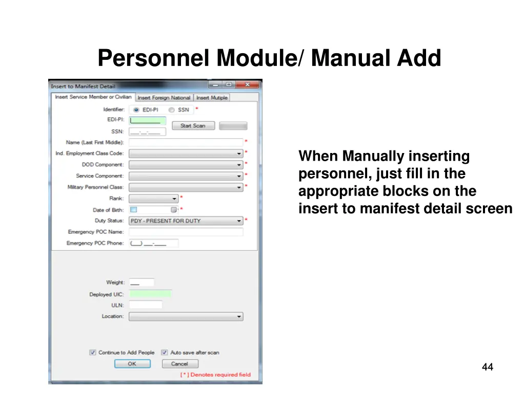 personnel module manual add