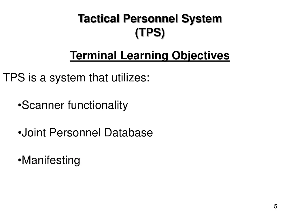 tactical personnel system tps 3