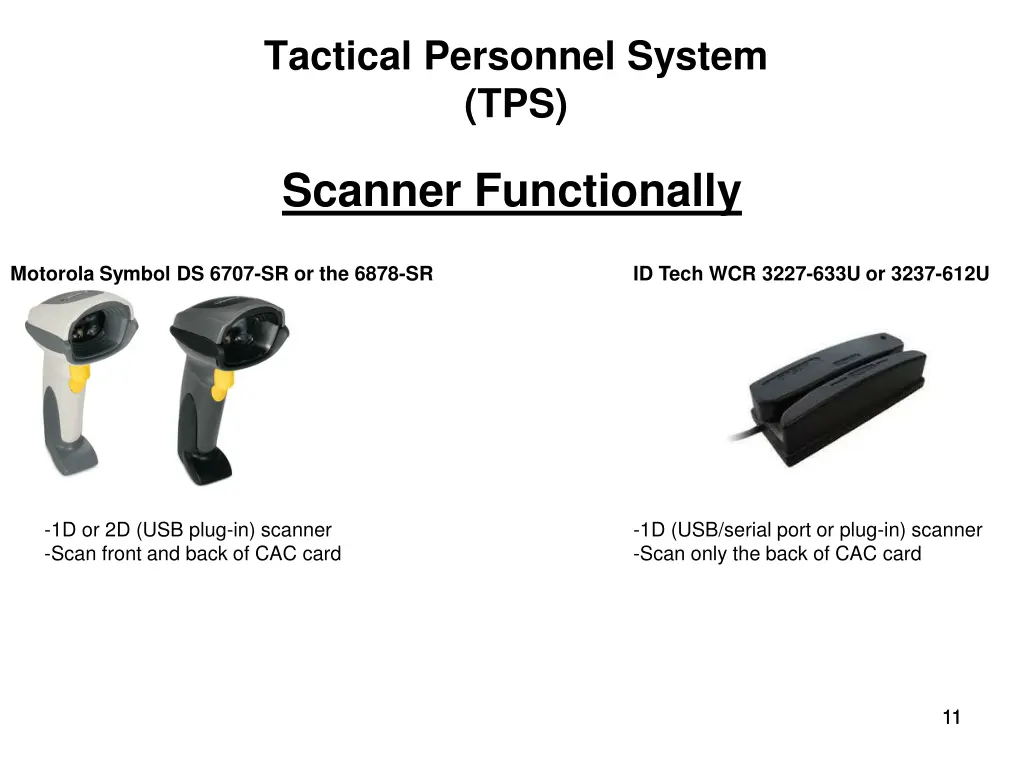 tactical personnel system tps scanner functionally