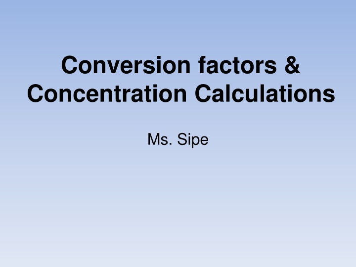 conversion factors concentration calculations