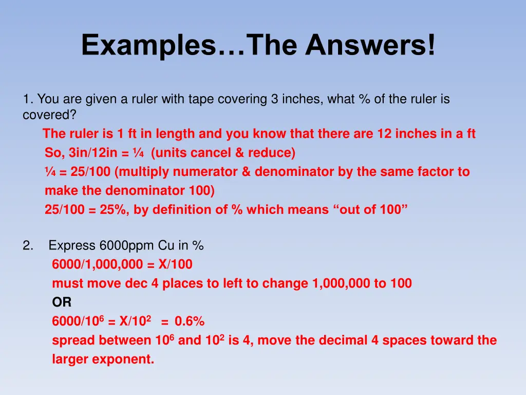 examples the answers