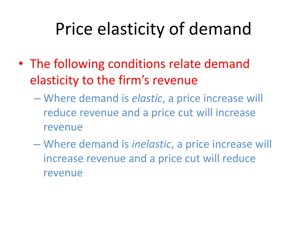 price elasticity of demand