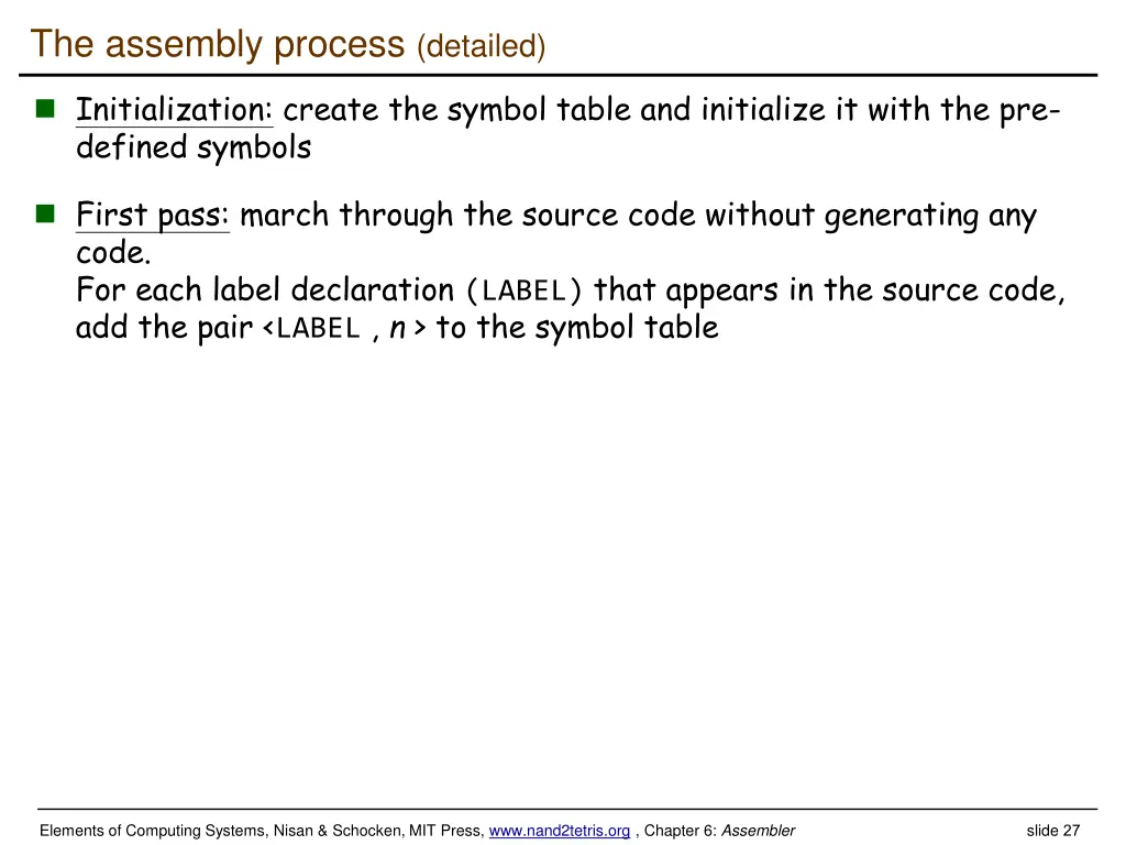 the assembly process detailed