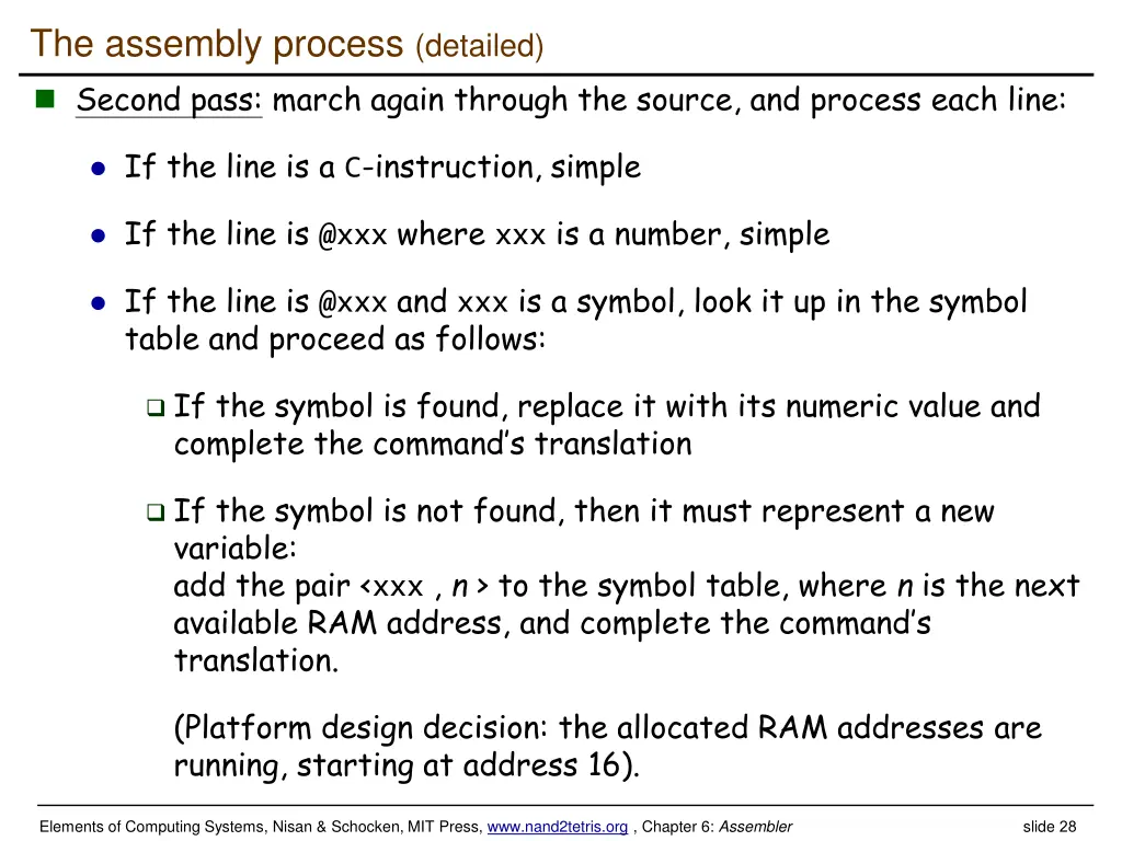 the assembly process detailed second pass march
