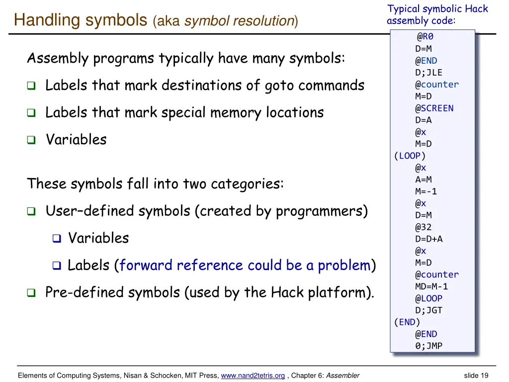 typical symbolic hack assembly code