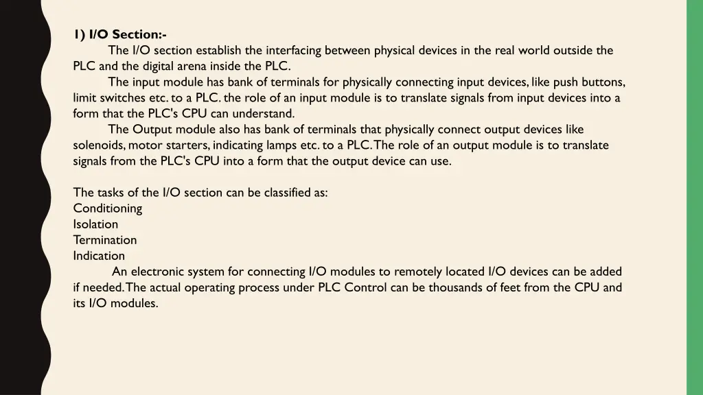 1 i o section the i o section establish