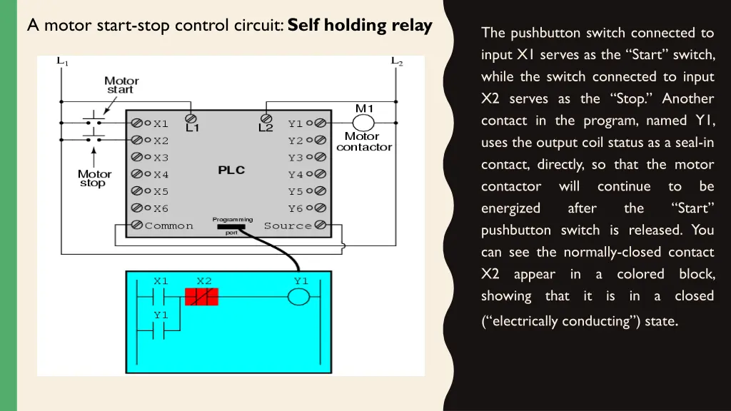 a motor start stop control circuit self holding