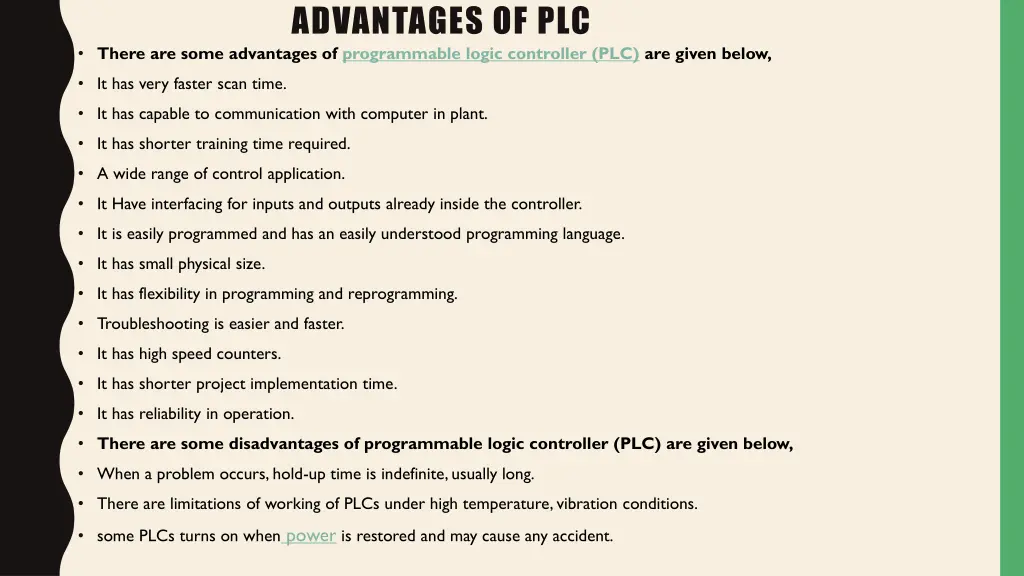 advantages of plc