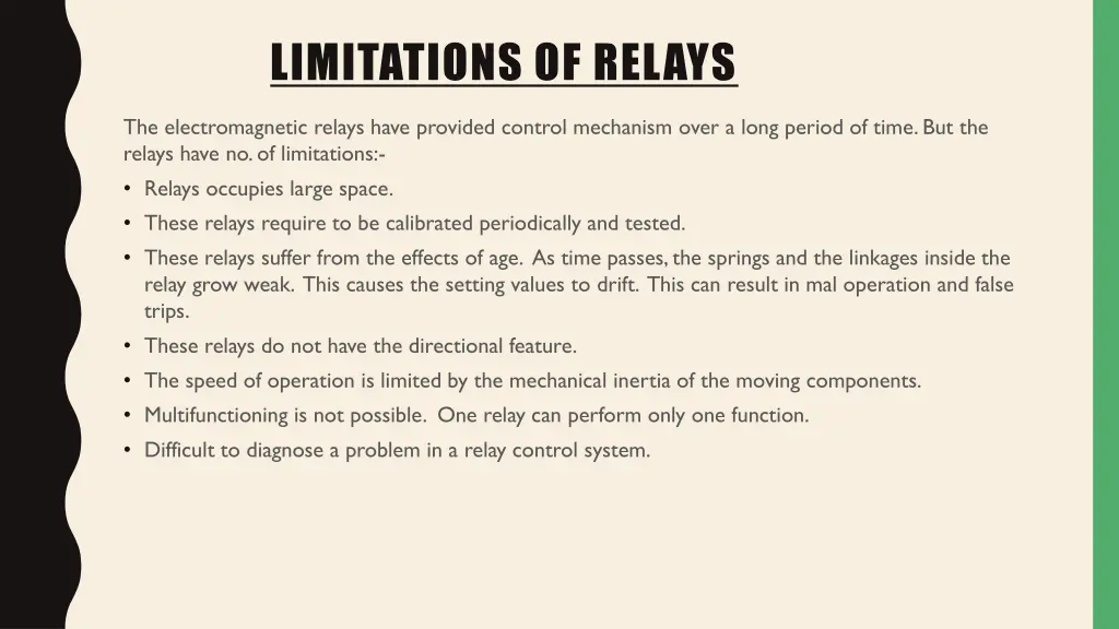 limitations of relays