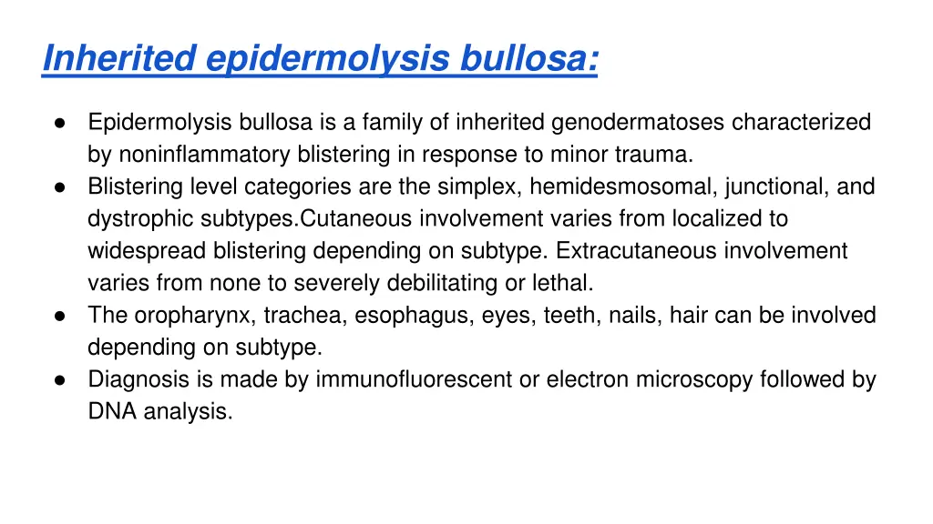 inherited epidermolysis bullosa