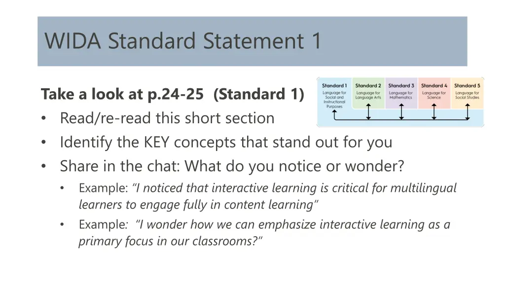 wida standard statement 1