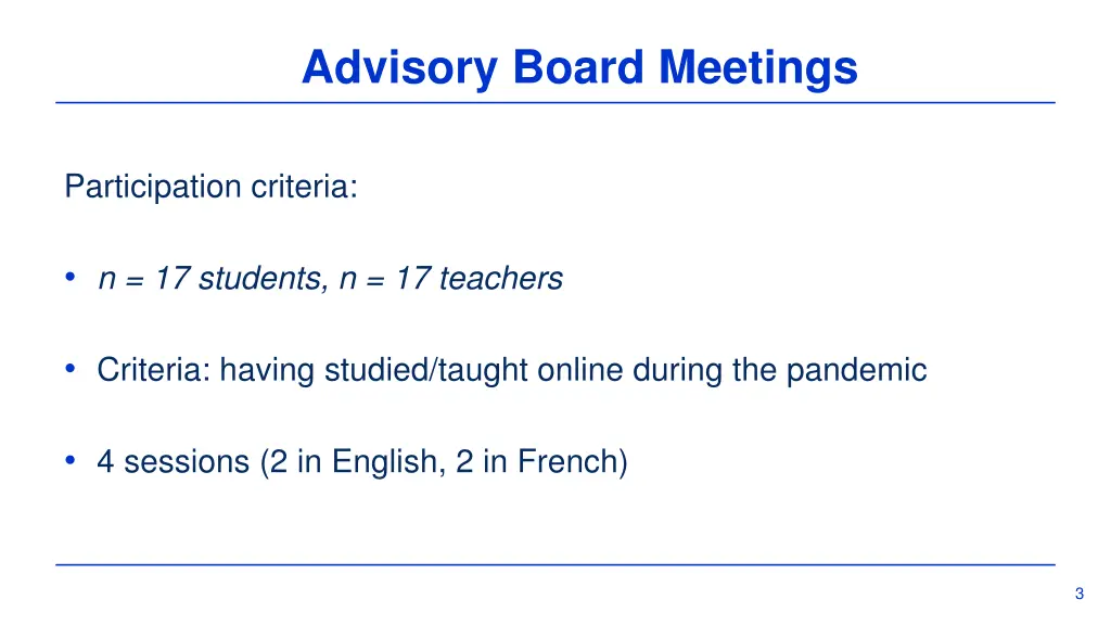 advisory board meetings