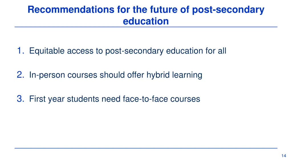 recommendations for the future of post secondary