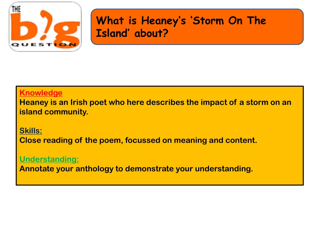 what is heaney s storm on the island about