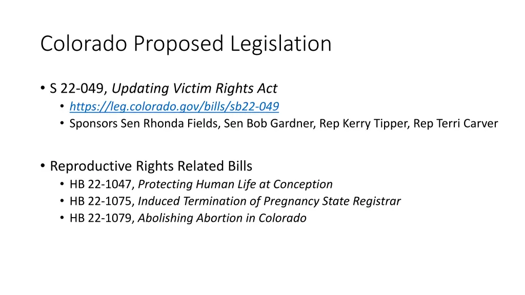 colorado proposed legislation