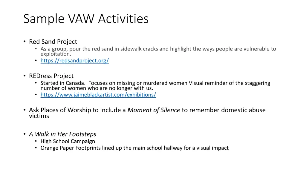 sample vaw activities 1