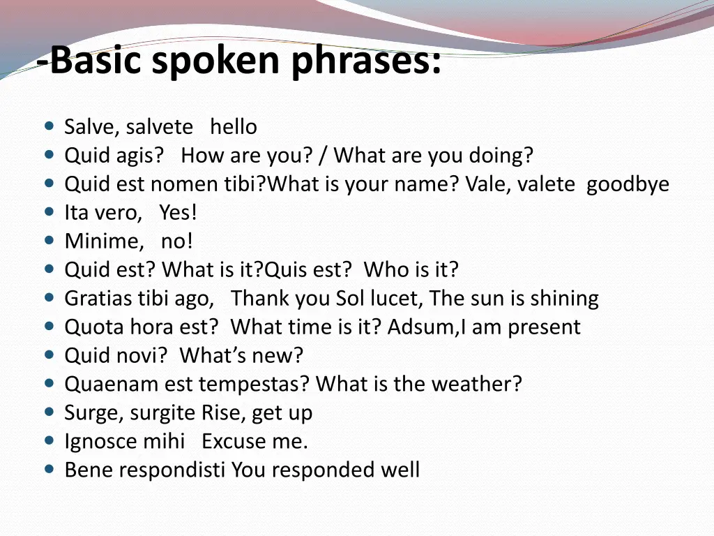 basic spoken phrases