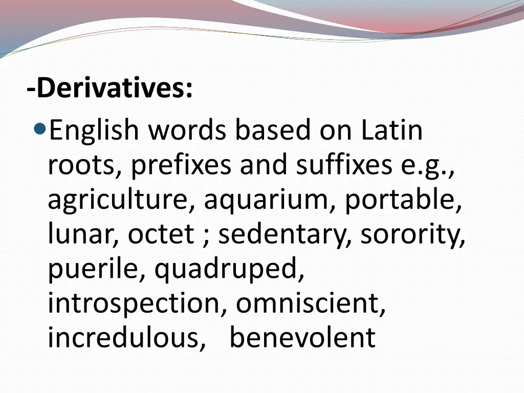 derivatives english words based on latin roots