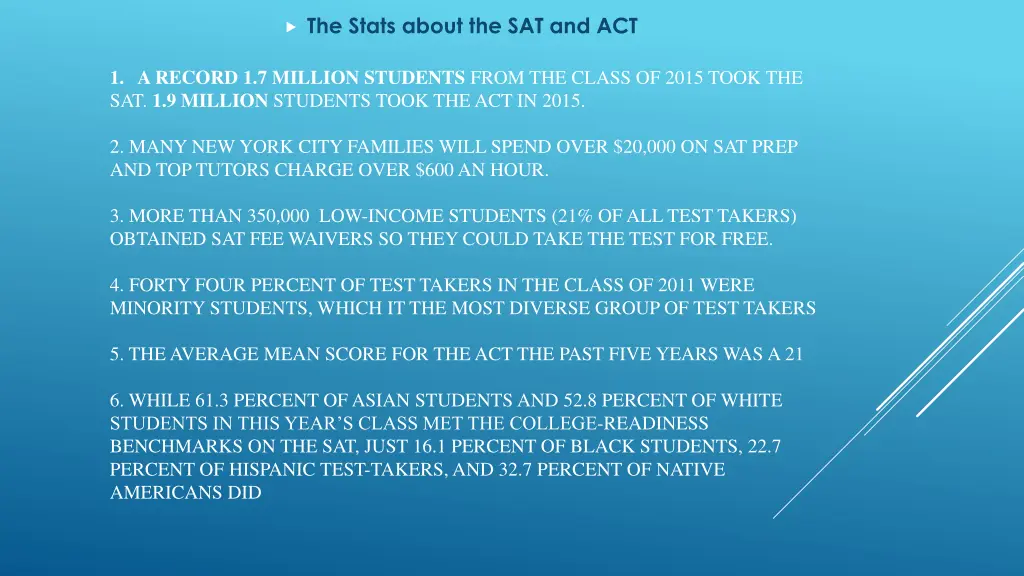 the stats about the sat and act