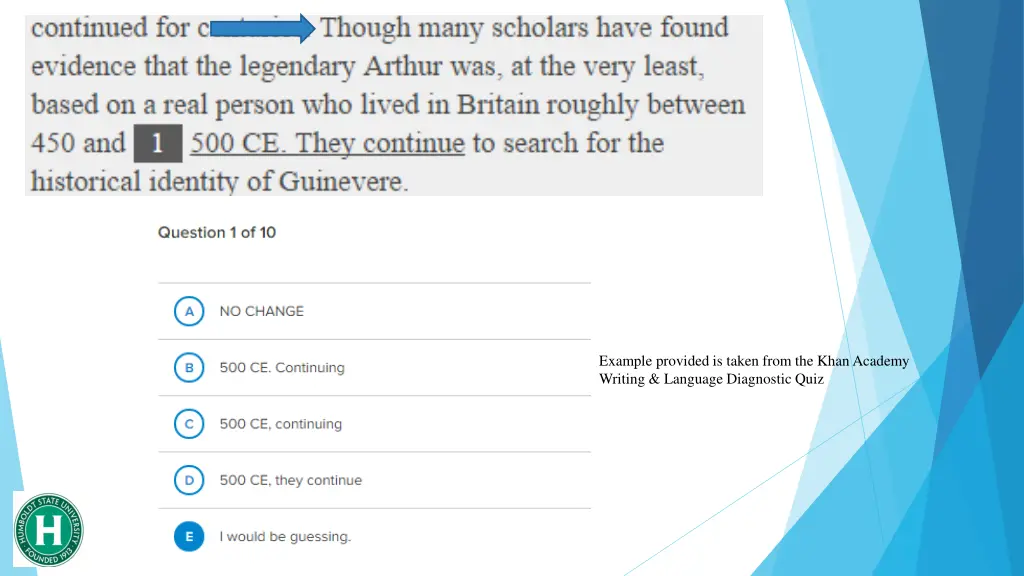 example provided is taken from the khan academy 1