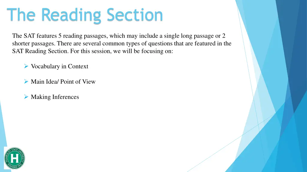 the reading section